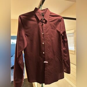 H&M Maroon with polka dots button up shirt